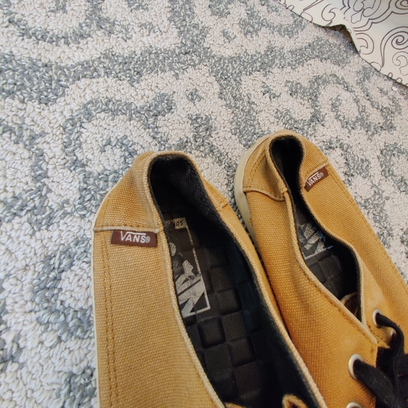 VANS Men's Dark Khaki Tan Canvas Off The Wall Skater Sneakers Loafer Shoes 6.5 - Picture 4 of 10